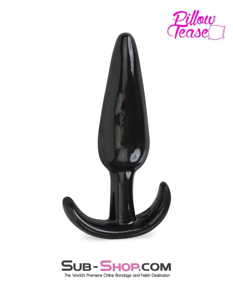 0350E      Medium Black Slim Jelly Anal Plug - MEGA Deal
