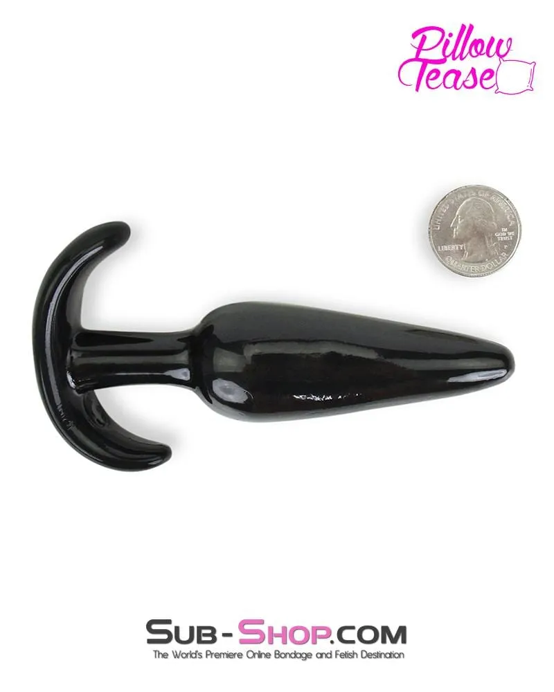 0350E      Medium Black Slim Jelly Anal Plug - MEGA Deal