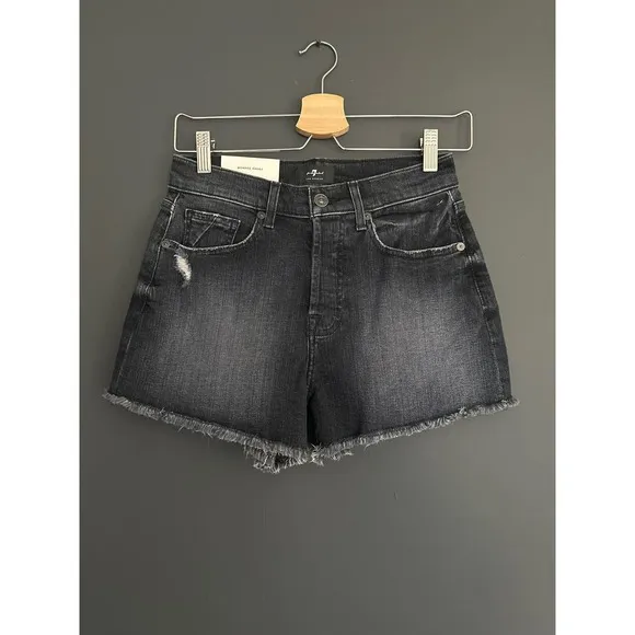 7 For All Mankind Monroe Cutoffs Shorts in Eclipse Black NEW Size 25