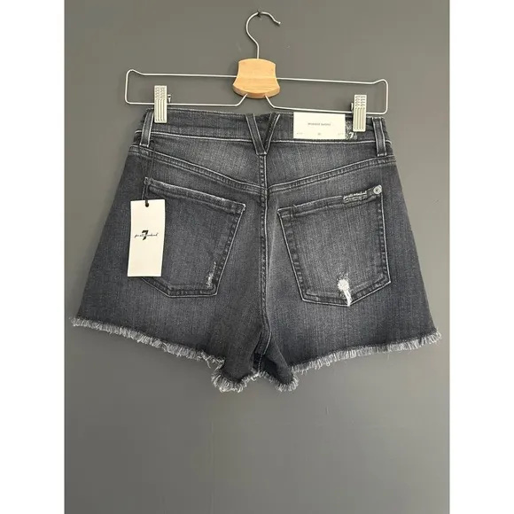 7 For All Mankind Monroe Cutoffs Shorts in Eclipse Black NEW Size 25