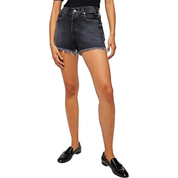7 For All Mankind Monroe Cutoffs Shorts in Eclipse Black NEW Size 25