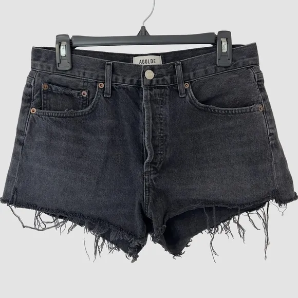 Agolde Black Cotton Jean Shorts US27 ($150)