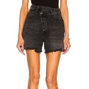 Agolde black wash crossover shorts