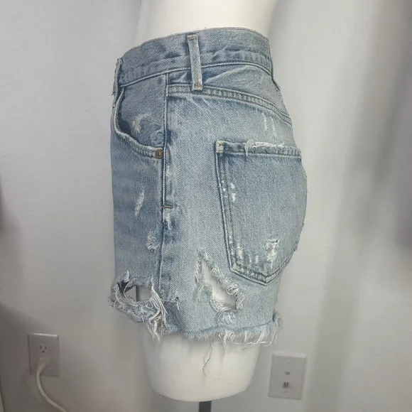 Agolde Jaden  High Rise Distressed Cutoff button fly Denim Shorts size 26