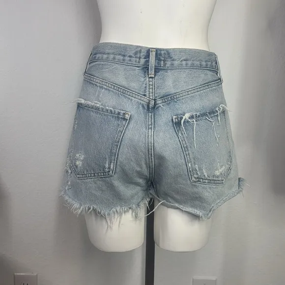 Agolde Jaden  High Rise Distressed Cutoff button fly Denim Shorts size 26