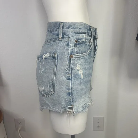 Agolde Jaden  High Rise Distressed Cutoff button fly Denim Shorts size 26