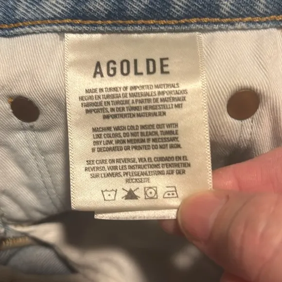 Agolde Jaden  High Rise Distressed Cutoff button fly Denim Shorts size 26