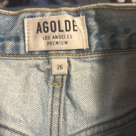 Agolde Jaden  High Rise Distressed Cutoff button fly Denim Shorts size 26