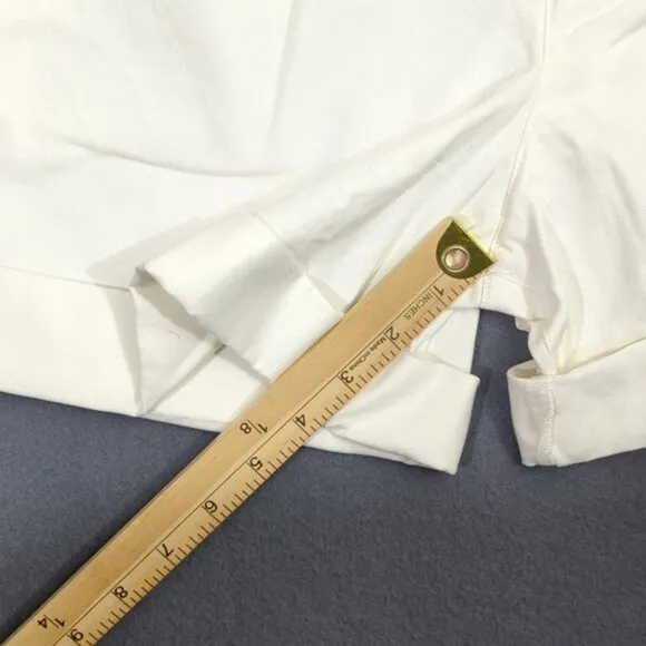 AYR Shorts Women's 10 White The Barcelona Pleated Twill Cotton Roll Cuff