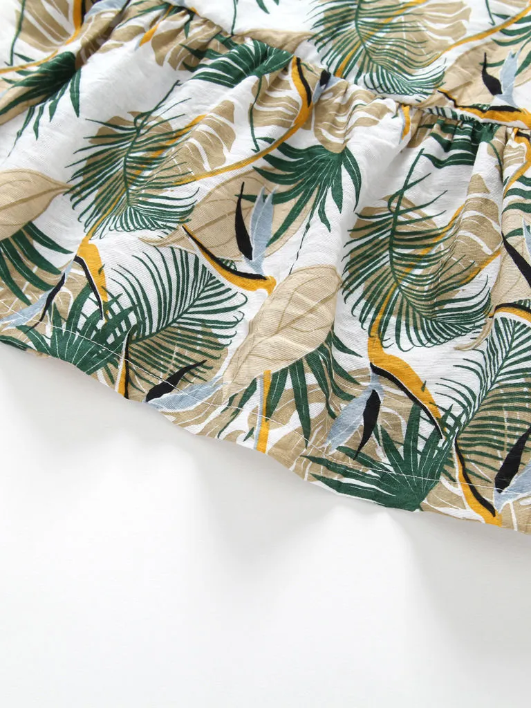 Baby Little Girl Leaf Print Top with Shorts