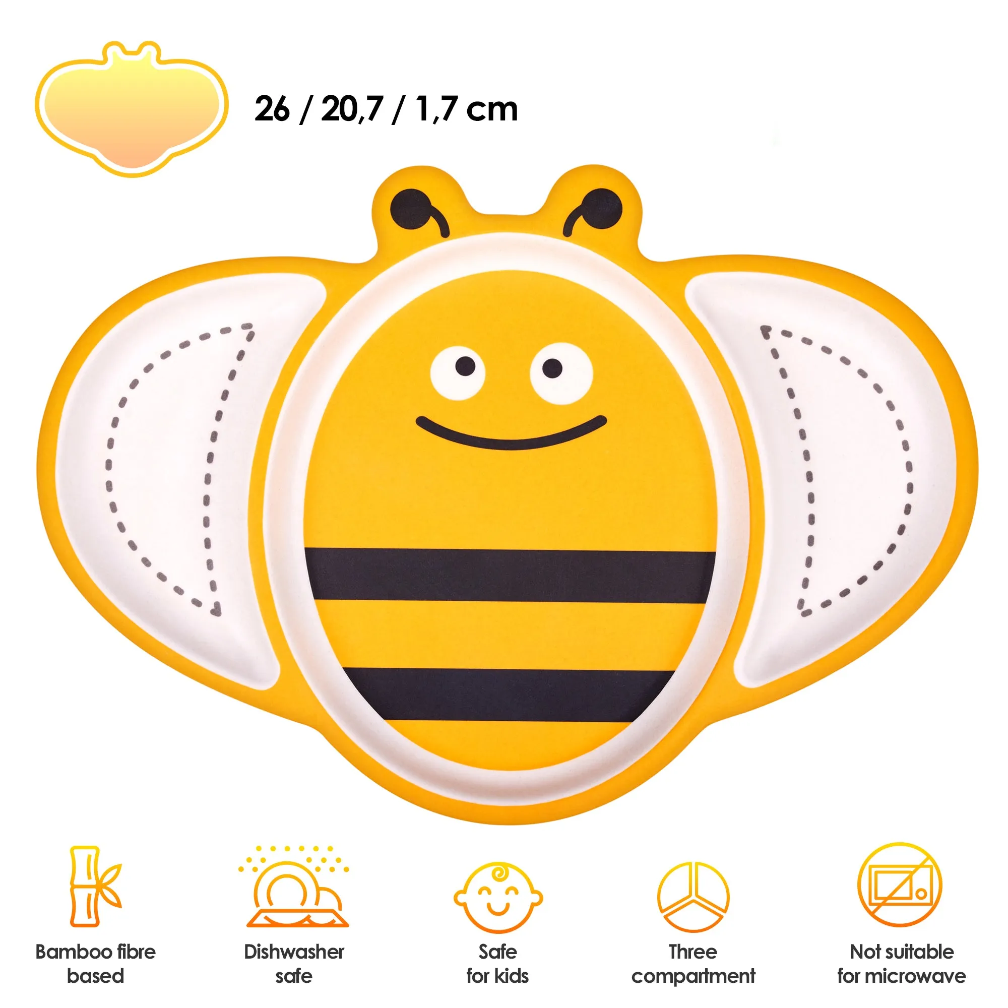 Bee Sectioned Bamboo Plate