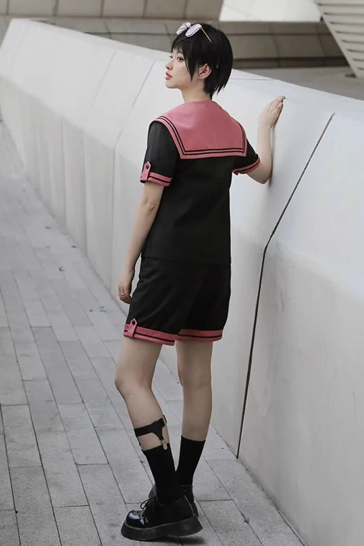 Black Voyage To Atlantis Navy Style Short Sleeves Prince Ouji Lolita Set