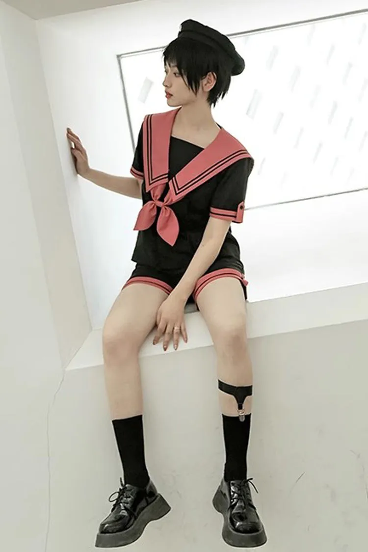 Black Voyage To Atlantis Navy Style Short Sleeves Prince Ouji Lolita Set