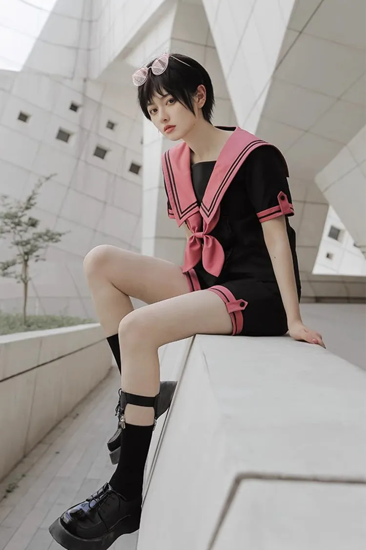 Black Voyage To Atlantis Navy Style Short Sleeves Prince Ouji Lolita Set