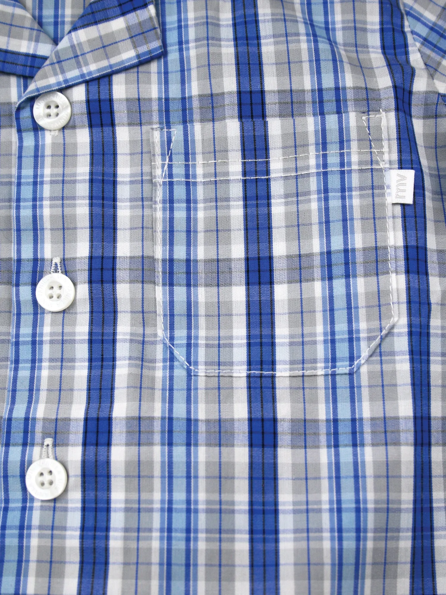 Blue Check Boys Summer Cotton Traditional Pyjamas