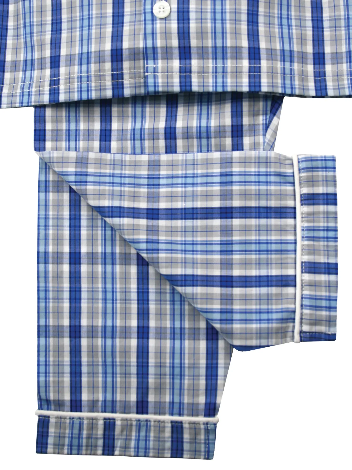 Blue Check Boys Summer Cotton Traditional Pyjamas