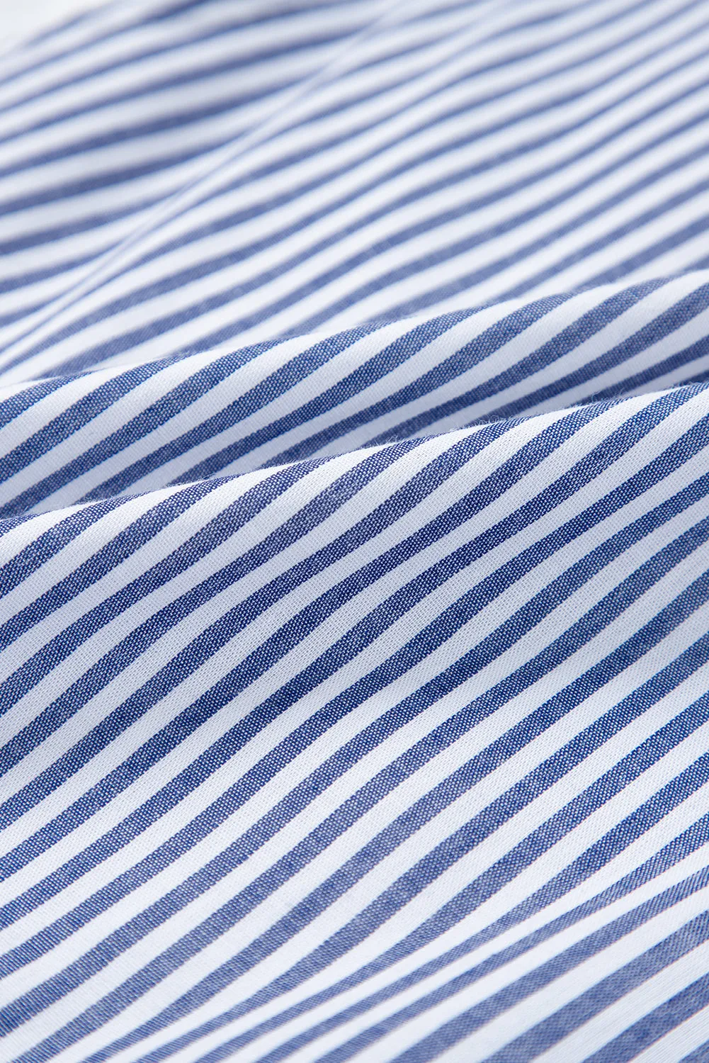 Blue Stripe Sleeveless Notched V Neck Contrast Ric Rac Mini Dress