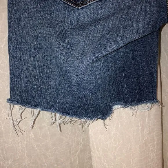 BR 27 Premium Denim Girlfriend Stretch Sie Frayed Hem Distressed Shorts