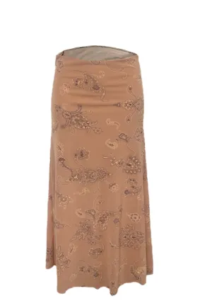 CARAMEL PAISLEY HALF LINED MESH SKIRT