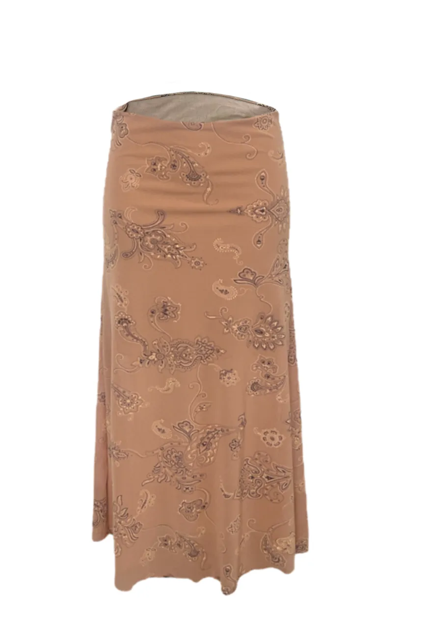 CARAMEL PAISLEY HALF LINED MESH SKIRT