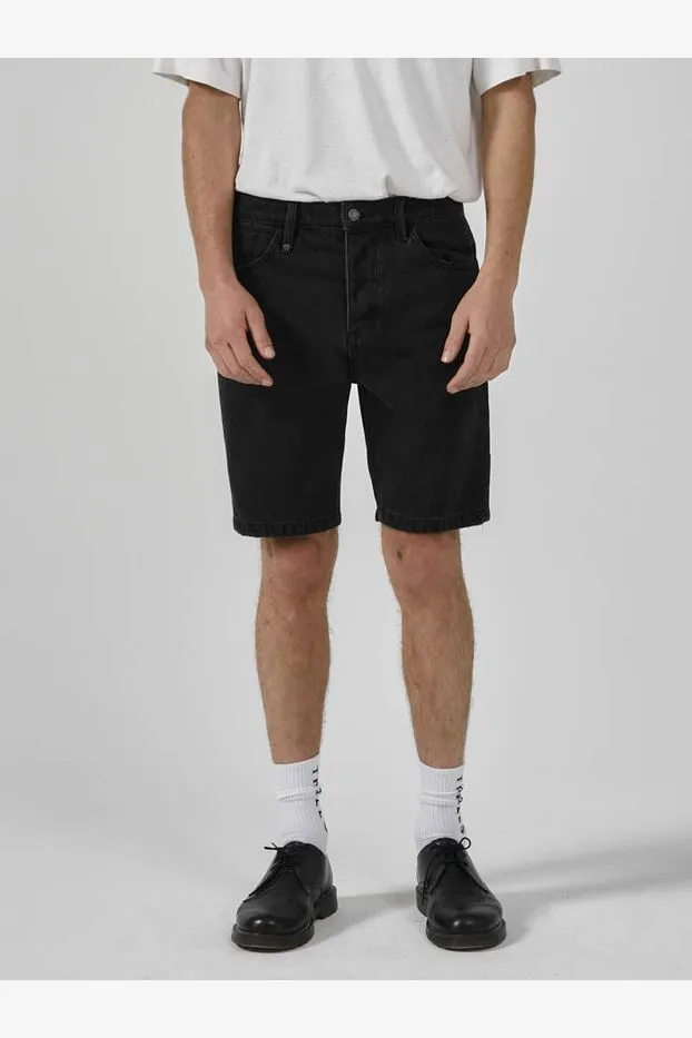 CHOPPED HEM DENIM SHORT - AGED BLACK