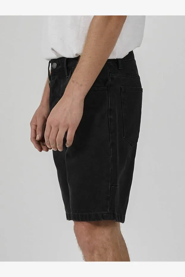 CHOPPED HEM DENIM SHORT - AGED BLACK