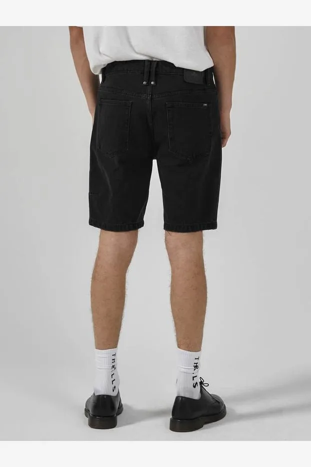 CHOPPED HEM DENIM SHORT - AGED BLACK
