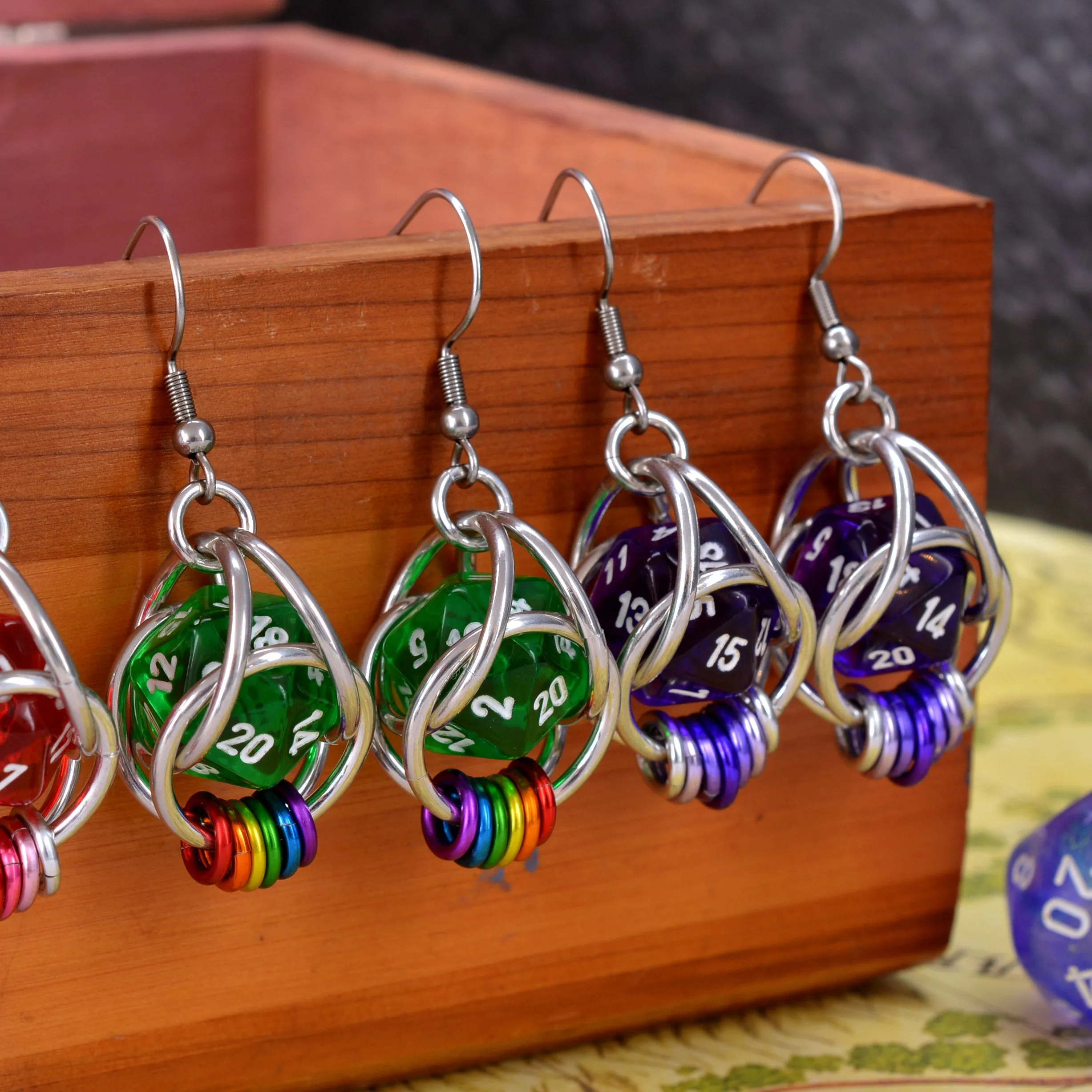 Customizable d20 Earrings - Pick Your Colors