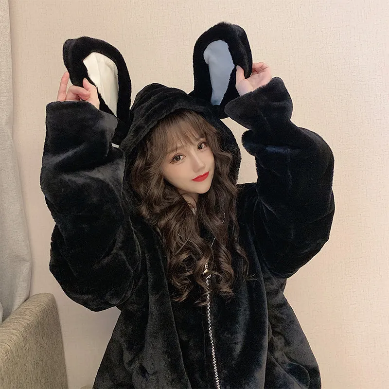 CUTE RABBIT LAMB PLUSH JACKET UB3352