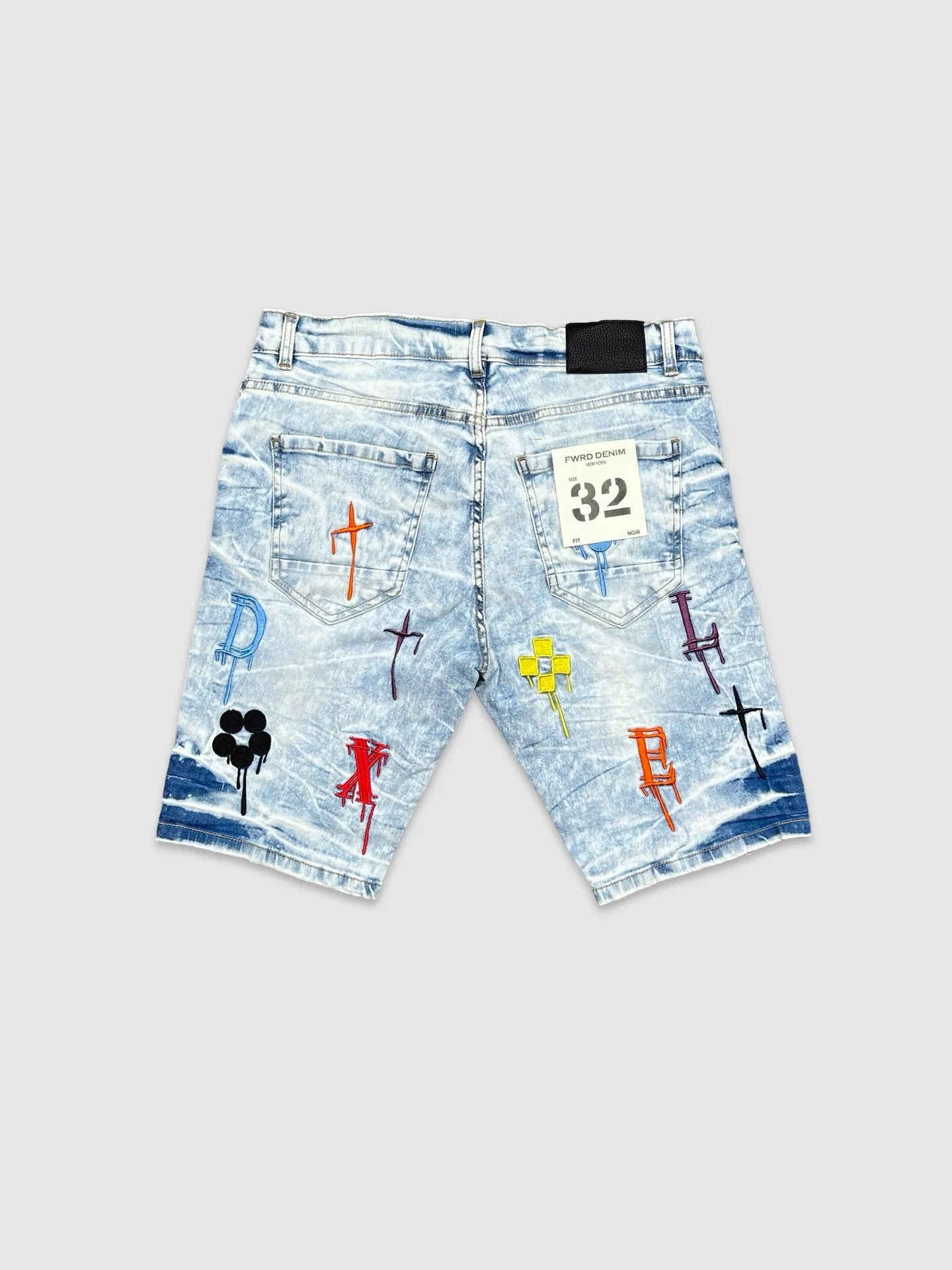EVO-22968-Men's Drippy Logo Denim Shorts