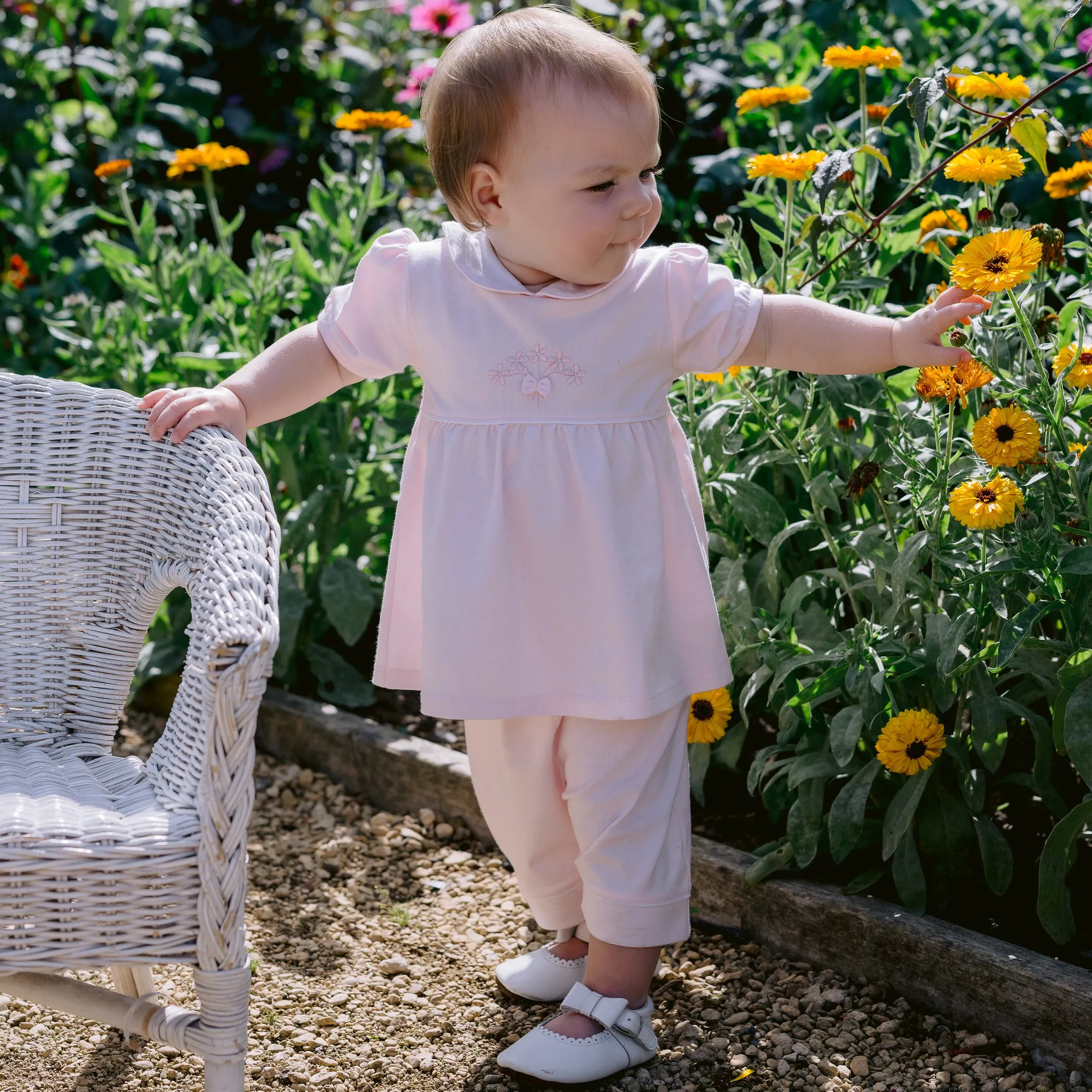 Faye Pink Floral Embroidery Girls Set