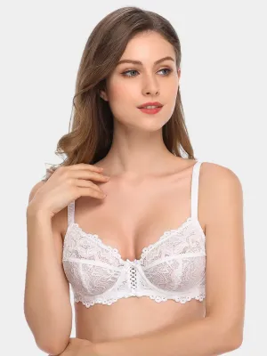 Floral Lace Non-Padded Full Coverage Underwire Bra White