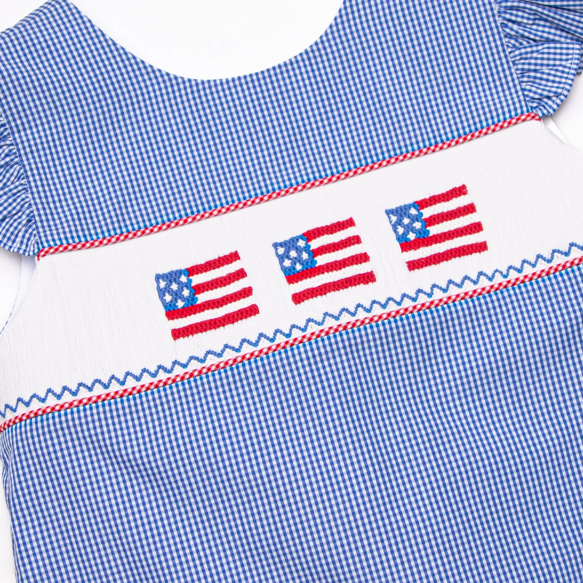 Freedom Flags Smocked Short Set, Blue