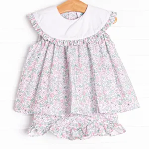 French Country Florals Ruffle Short Set, Pink