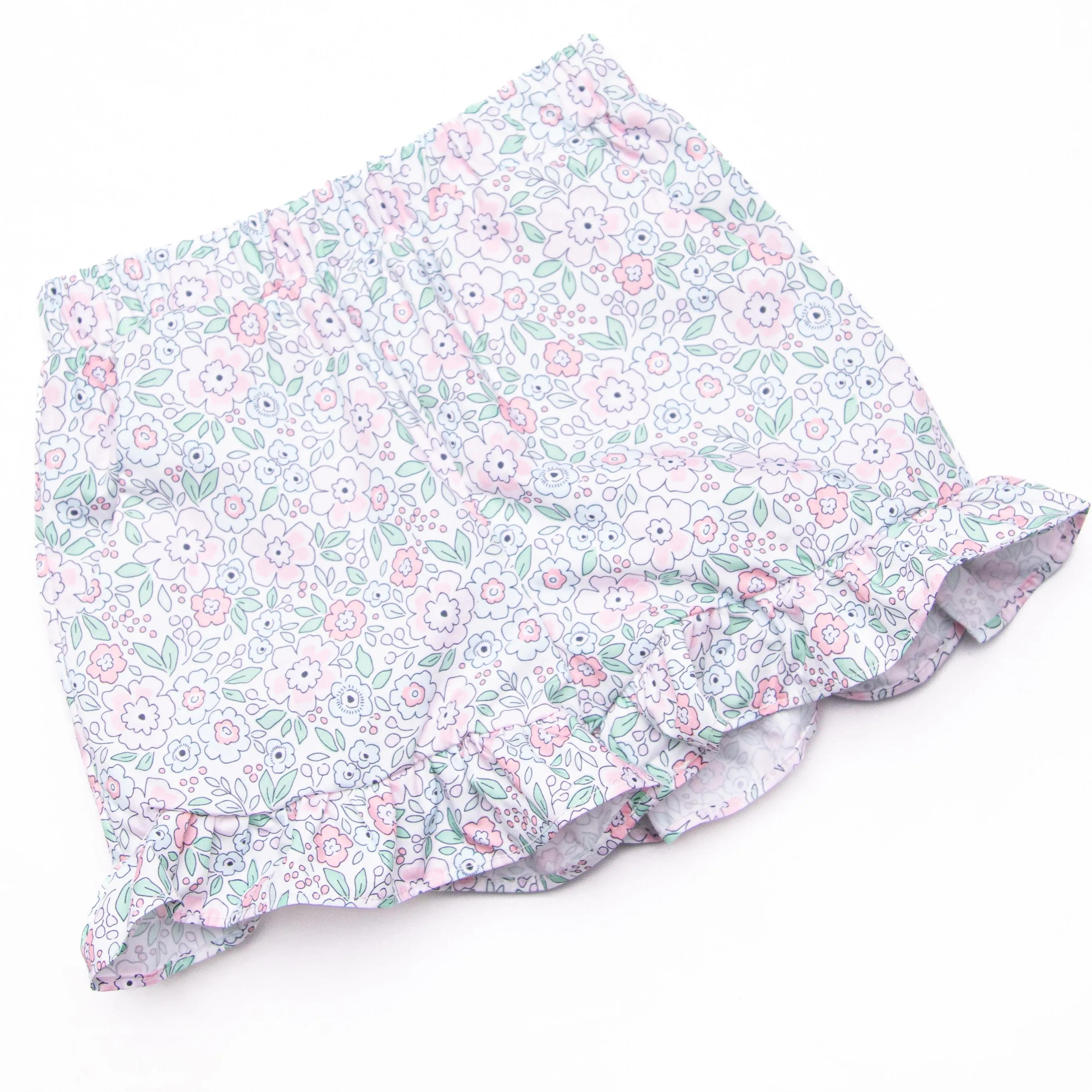 French Country Florals Ruffle Short Set, Pink