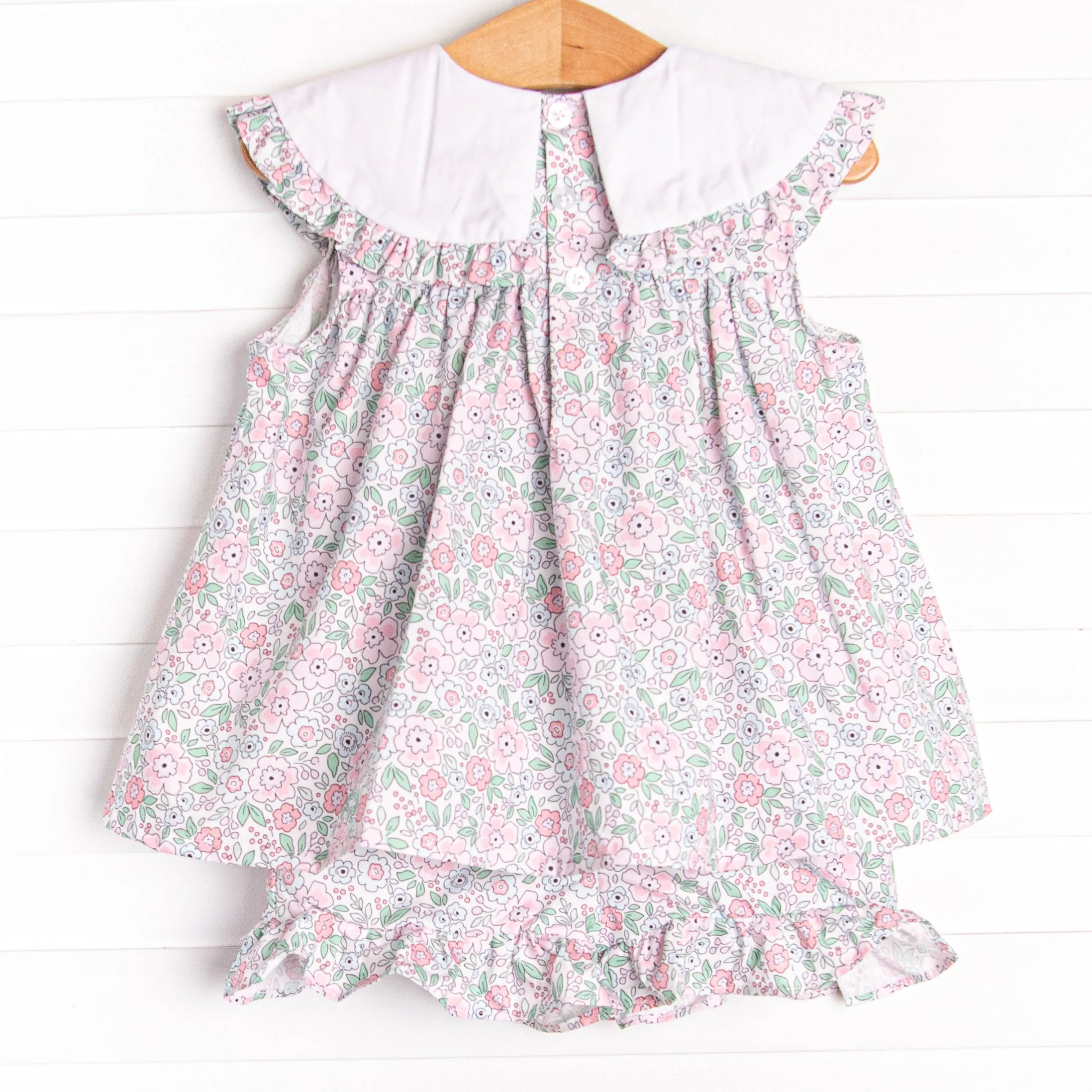 French Country Florals Ruffle Short Set, Pink
