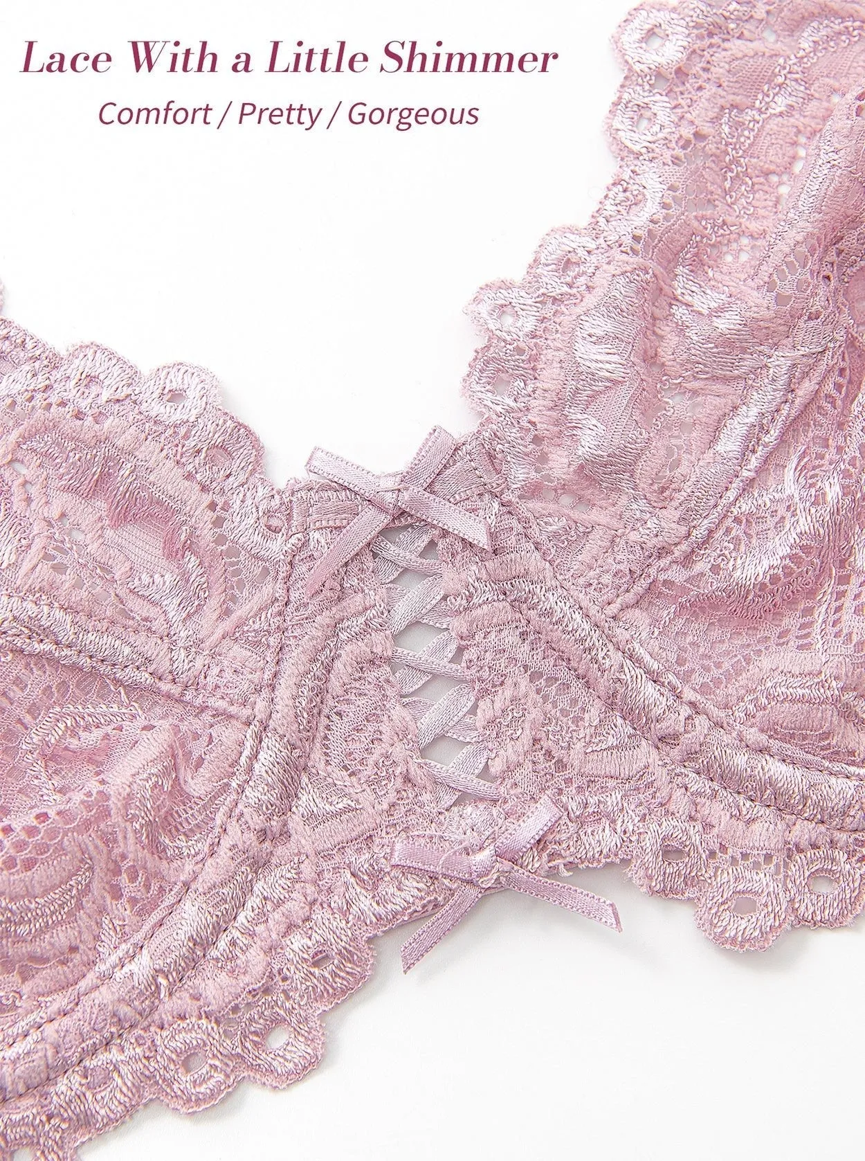Full Coverage Sheer Lace Underwire Plus Size Bra Purple
