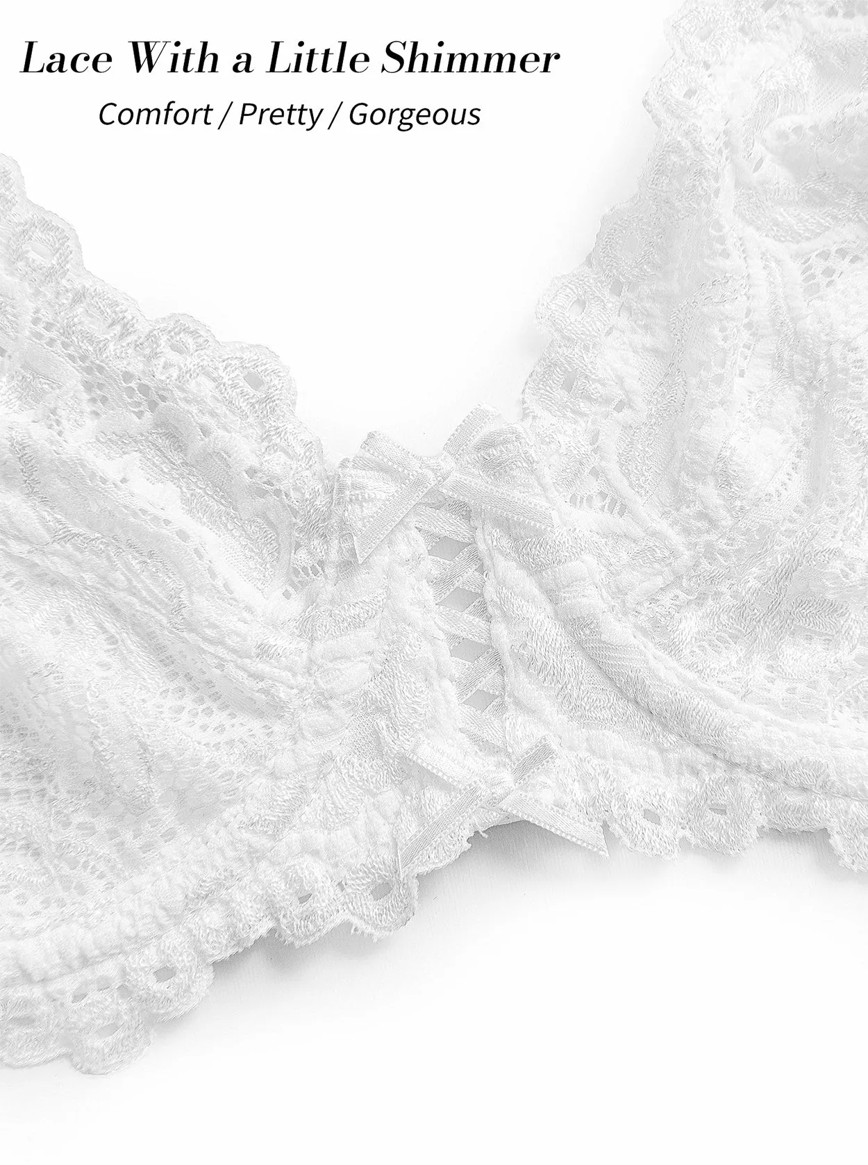 Full Coverage Sheer Lace Underwire Plus Size Bra White