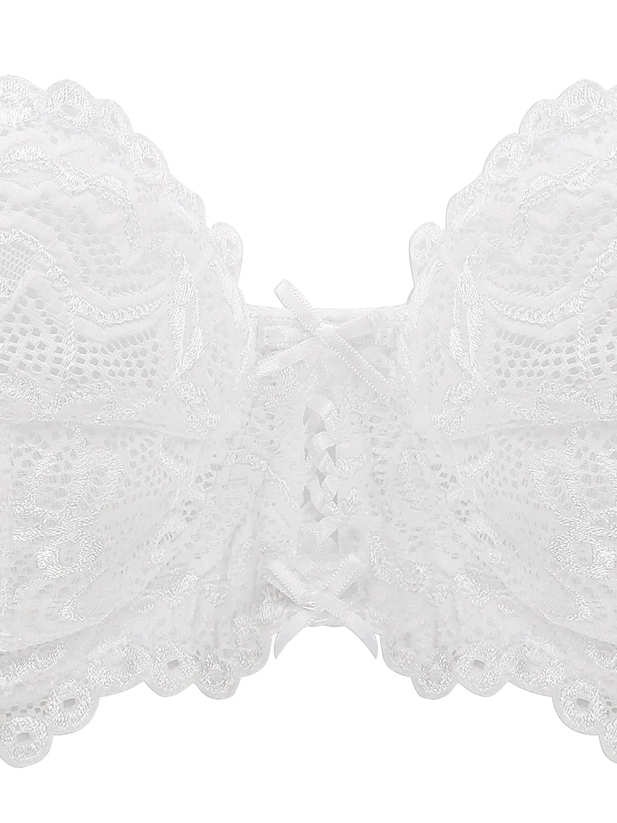 Full Coverage Sheer Lace Underwire Plus Size Bra White