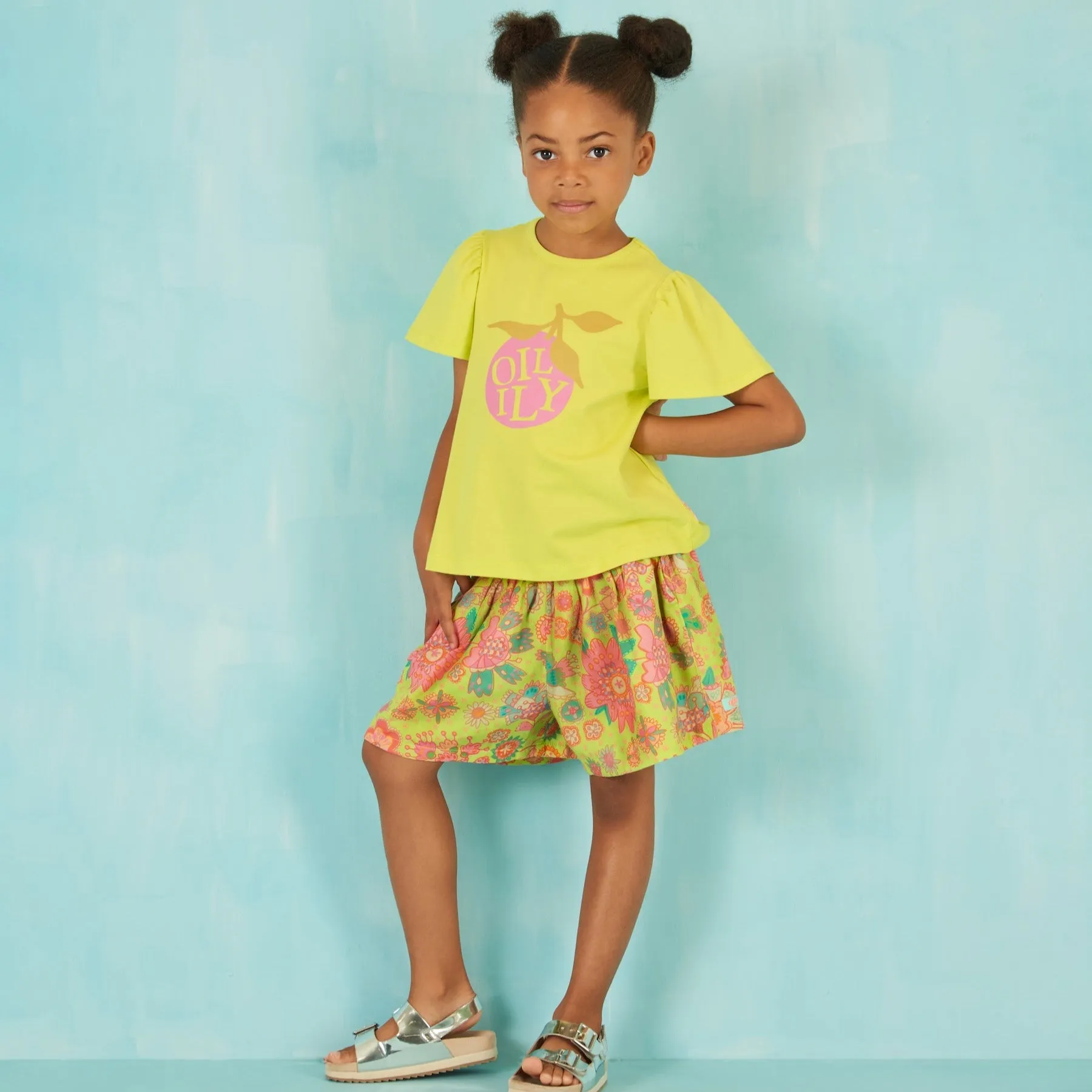 Girls Yellow Flower Shorts