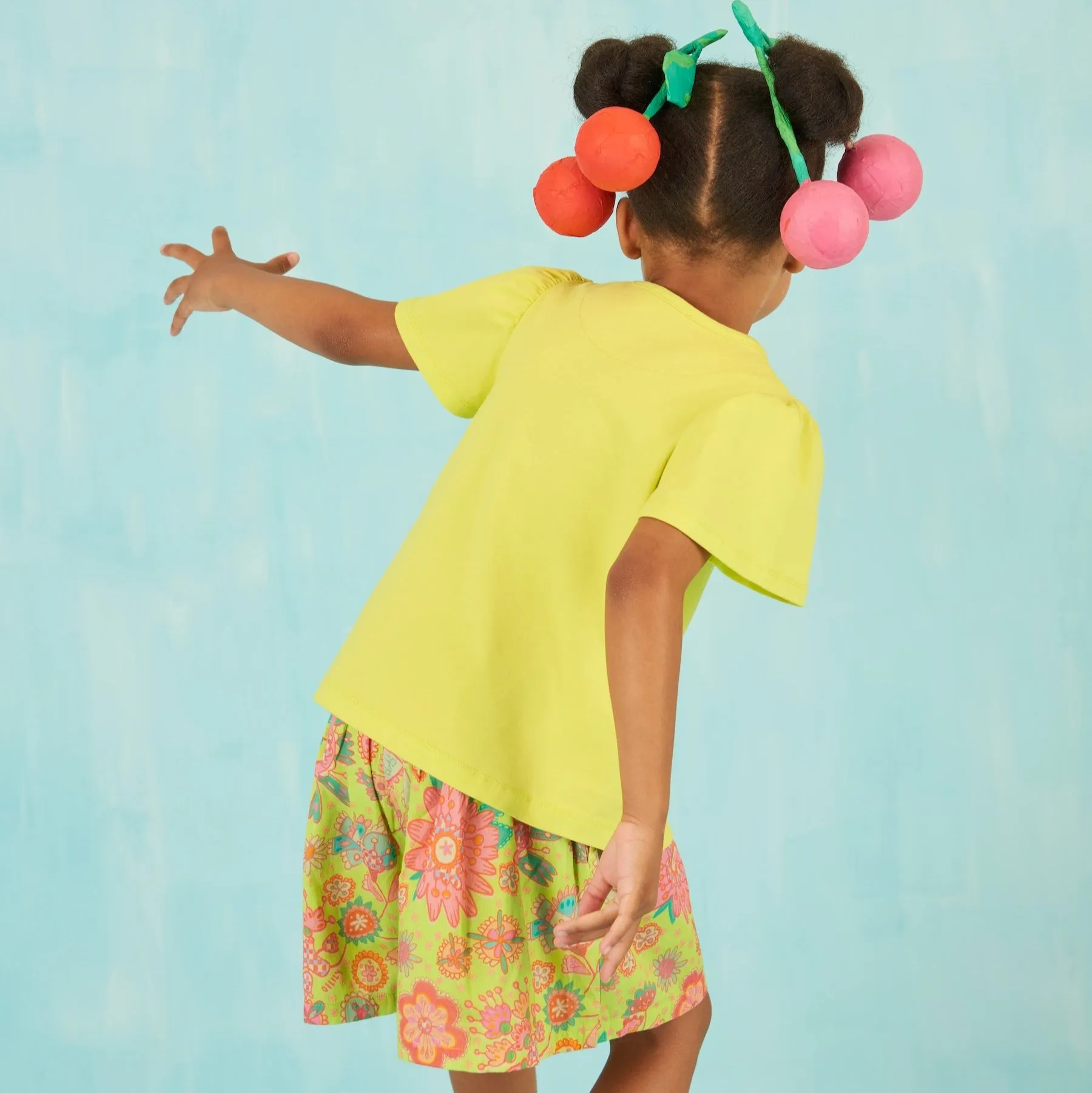 Girls Yellow Flower Shorts