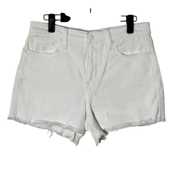 Good American High Waist Step Hem Cutoff Denim Shorts White Size 6/28
