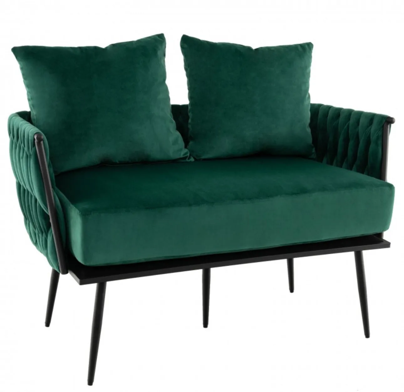 Heavy Duty Elegant Modern Love Seat Sofa Couch Upholstered Dutch Velvet Sofa Couch | Thick Cushion | 2 Comfy Pillows | Holds 350lbs
