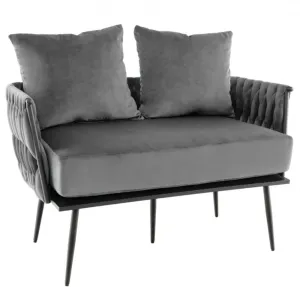 Heavy Duty Elegant Modern Love Seat Sofa Couch Upholstered Dutch Velvet Sofa Couch | Thick Cushion | 2 Comfy Pillows | Holds 350lbs