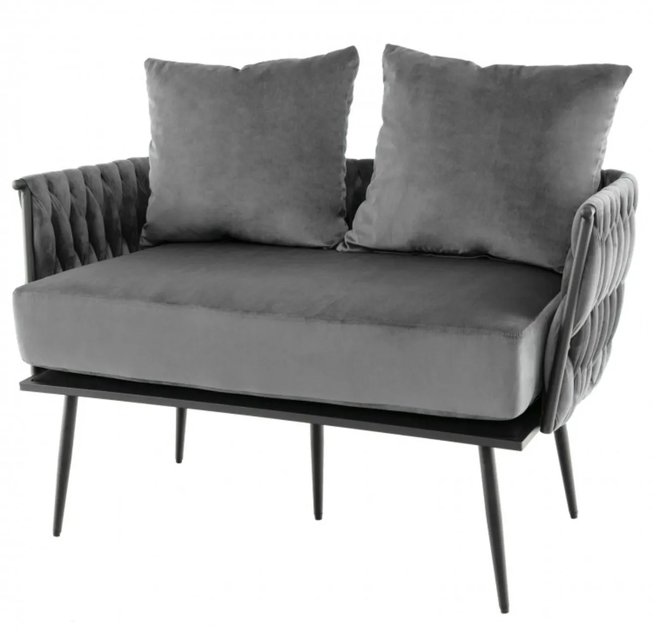 Heavy Duty Elegant Modern Love Seat Sofa Couch Upholstered Dutch Velvet Sofa Couch | Thick Cushion | 2 Comfy Pillows | Holds 350lbs