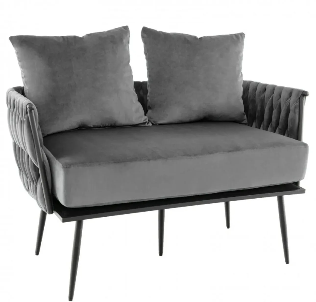 Heavy Duty Elegant Modern Love Seat Sofa Couch Upholstered Dutch Velvet Sofa Couch | Thick Cushion | 2 Comfy Pillows | Holds 350lbs
