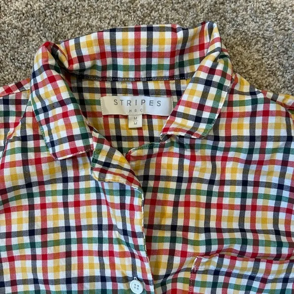 Hudson Bay Company Stripes cotton PJ set. Collared. Buttons. Pockets. Medium
