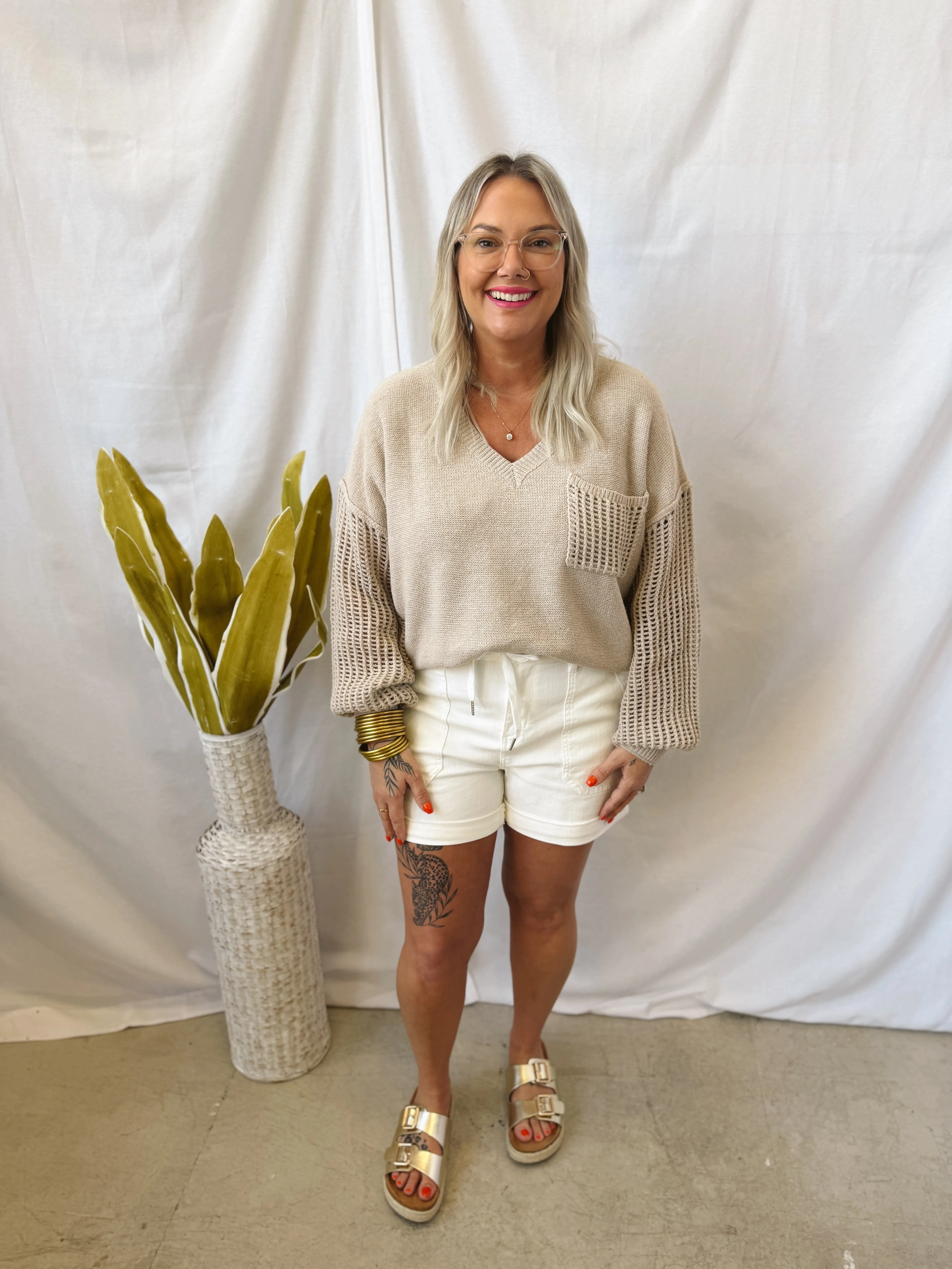 Judy Blue White Jogger Shorts