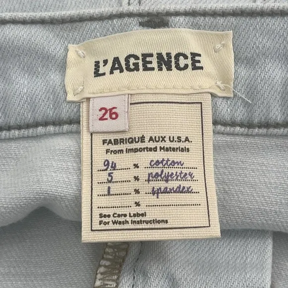 L'Agence Jean Shorts Women's 26 Audrey Mid Rise Bleach Down Cutoffs