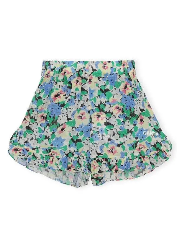 Light Cotton Shorts (Floral Azure Blue)